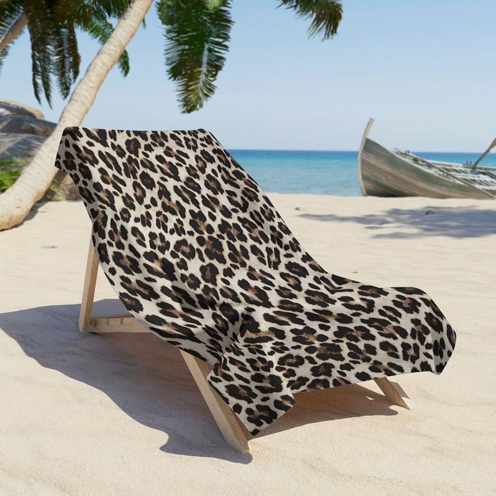 Leopard Print Extra Large Beach Towel - Microfiber, Super Absorbent, Suitable All Seasons - Hand Machine