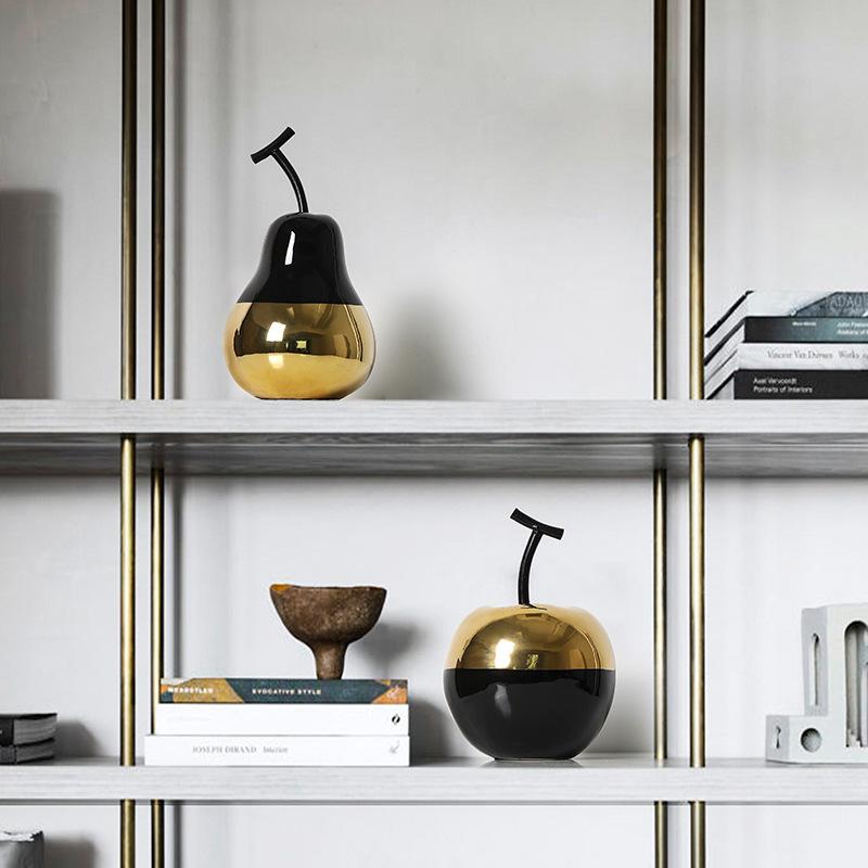 Nordic Style Metal Ceramic Fruit Pear Ornaments Modern Simple Living Room Wine Cabinet Model Room Home Decorations