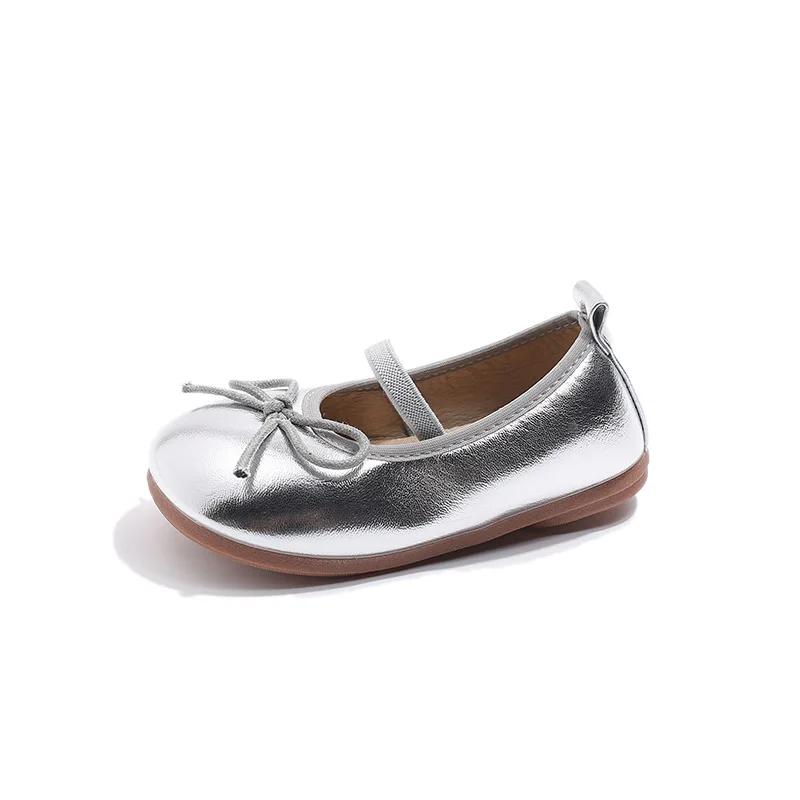 Children's Little Leather Shoes for Girls 2024 Spring&Autumn New Korean Soft Sole Bow Anti Slip Fashion Princess Single Shoes