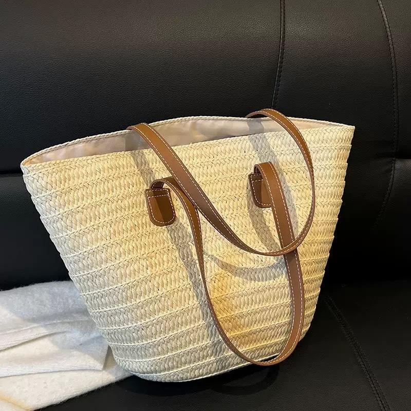 Beach Vacation Straw Bag New Shoulder Bag Summer Straw Tote Bag Large Capacity Portable Woven Bag