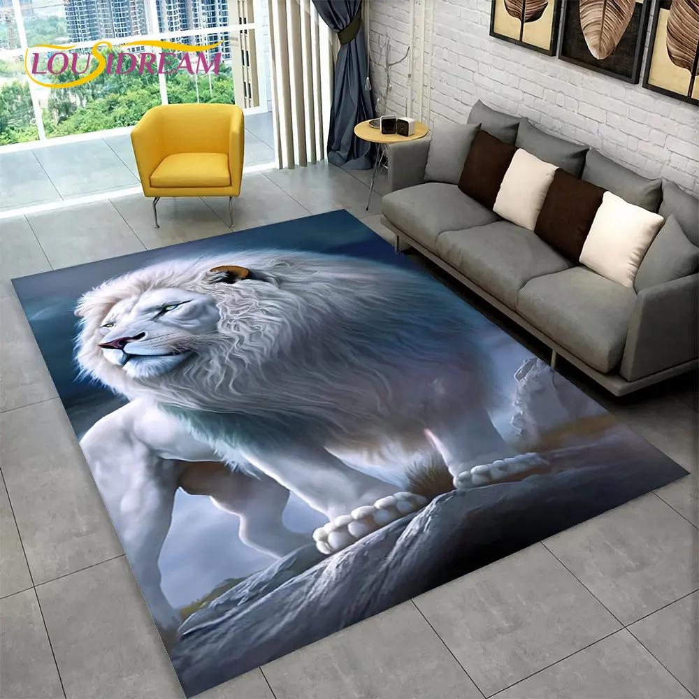 New Dream Lion Animal 3D-Teppich, groß, Teppich für Wohnzimmer, Schlafzimmer, Sofa, Fußmatte, Dekoration, rutschfeste Bodenmatte für Kinderspiele