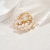 Baroque-style Ladies'  with Geometric Openings and Pearl Inlays Irregular Rings for Women