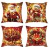 Christmas Decoration Pillowcase Santa Claus Carriage Snowman Garland Pattern Suitable for Home Room Sofa Cushion Cover
