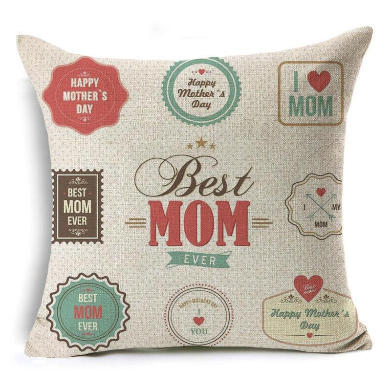 New Mother's Day Gift Text Love Pattern Pillowcase Linen Print Decorative Pillow Cushion Cover