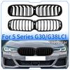 High Quality Dual-Slat Glossy Black Front Bumper Grilles For BMW 5-Series G30/G31 G38 2021-2023 530i 540i Single Line Style Upper Grilles