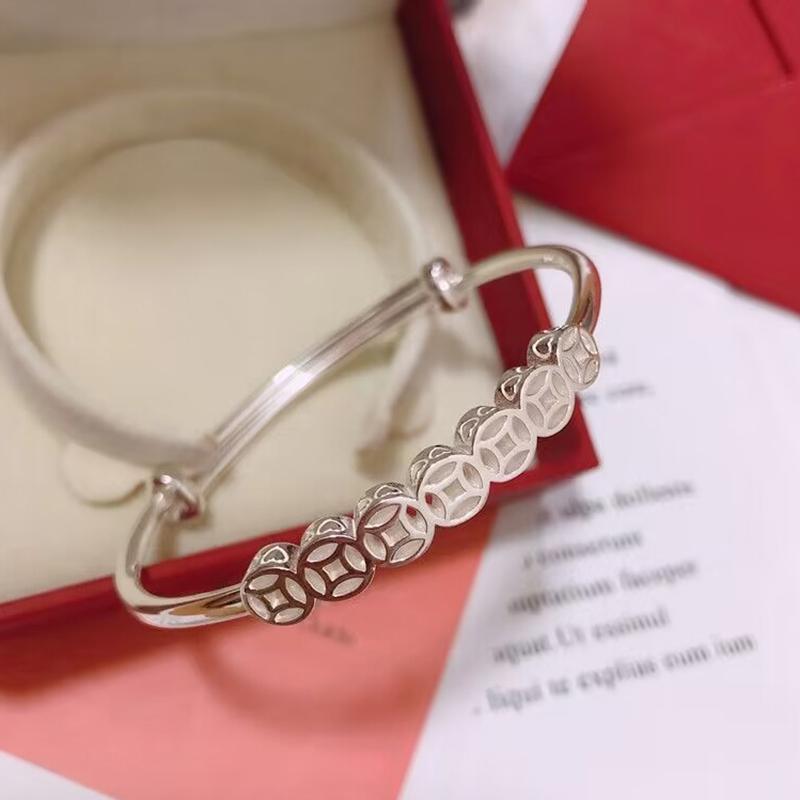 Bracelets Couleur Argentée Perles Pièces de Cuivre Pour Femmes Filles Cadeau Chanceux Riche Mode Bracelets Fête Mariage Accessoires Bijoux