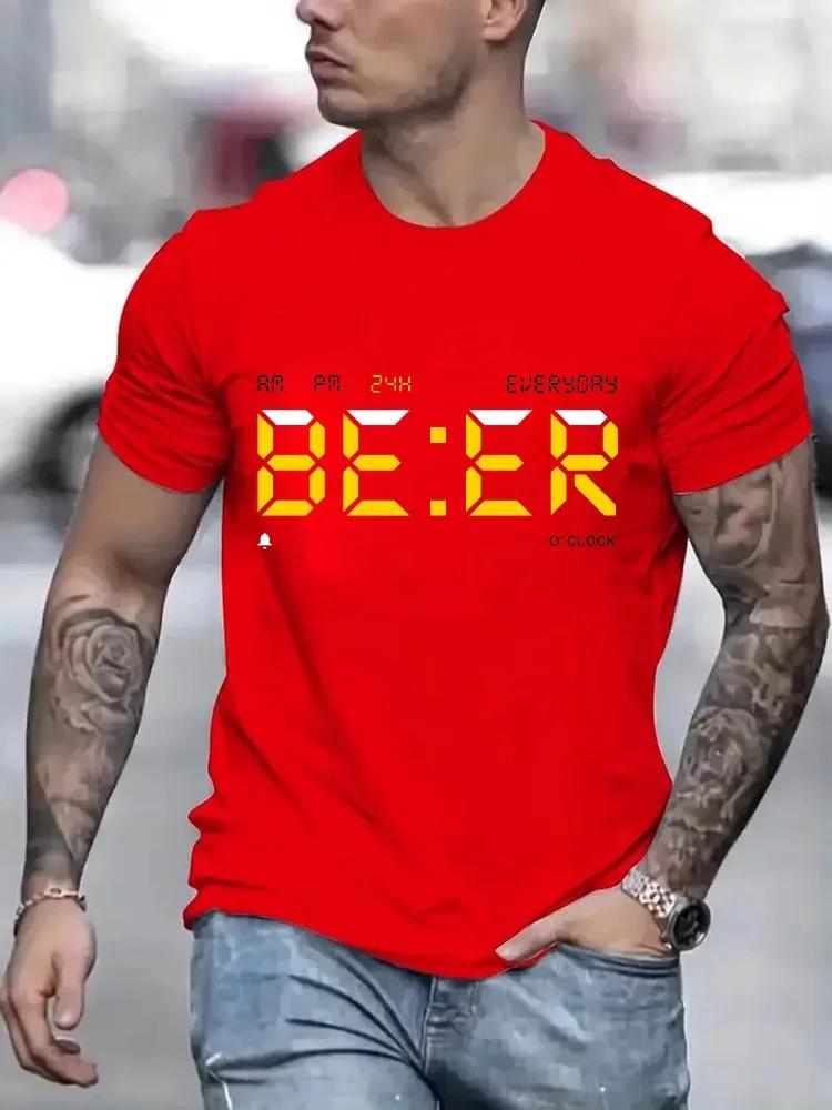 It Is Beer Time T Shirt for Men Vintage T-Shirt Round Neck Tees Classic Man Clothes Oversize Tops Fashion Harajuku Mens Clothing