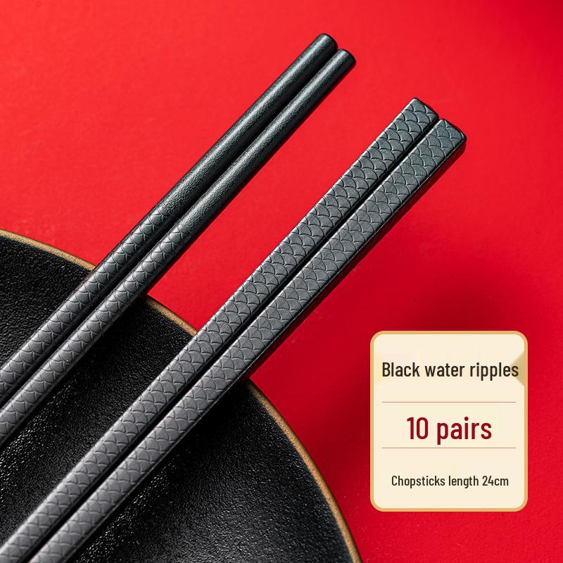 Japanese Style Non-slip Alloy Chopsticks, Mold & Heat Resistant, 10 Pairs