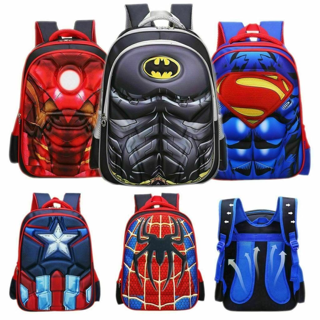 Spiderman Batman 3d Captain America Childrens School Bag Backpack For Boys Kids