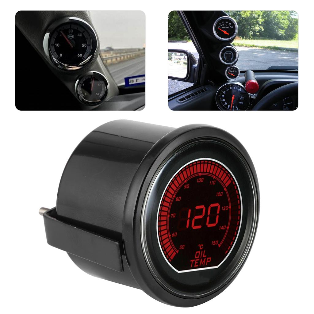 Oil Temperature Gauge 52mm2in for EVO Series Universal Meter Blue Red LED Light for 12V Gasoline