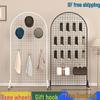 Mobile Iron Mesh Shelf Display Rack with Hooks