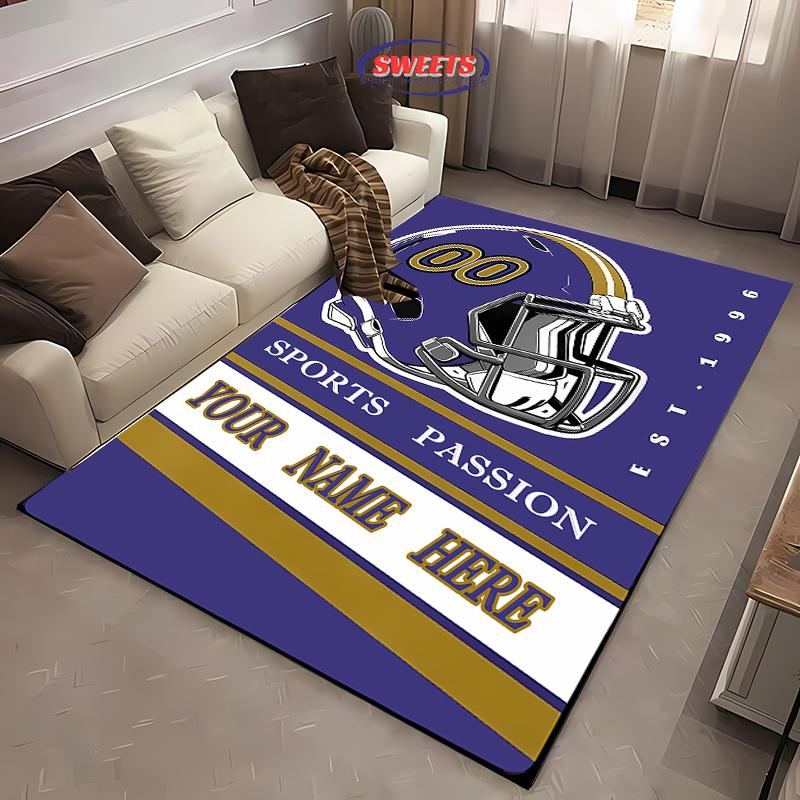 1PC Custom Rug for Bedroom Personalized Area Rugs with Your Name and Number Custom Football Carpet Gifts for Men Fans Women Kids