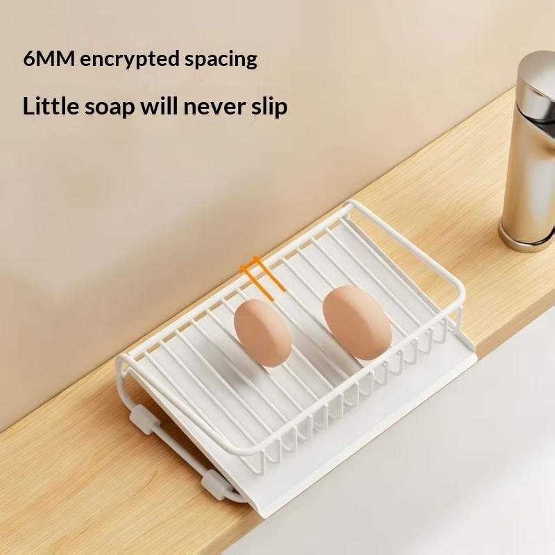 Multifunctional Shower Soap Rack Drainer Self Adhesive Wall Mounted Kitchen Sink Organizer for Dishwashing Rag Detergent