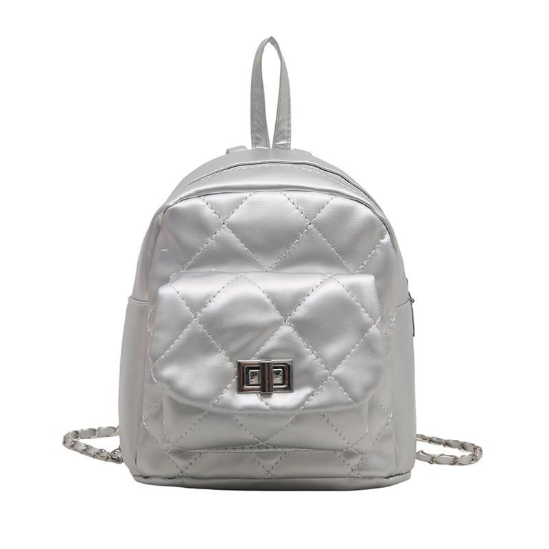 Small Chainhandle Pu Backpack With Zipper Closure For Street Style