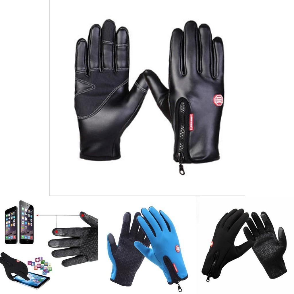 Gants d'hiver unisexes pour écran tactile avec paume antidérapante et fermeture éclair réglable