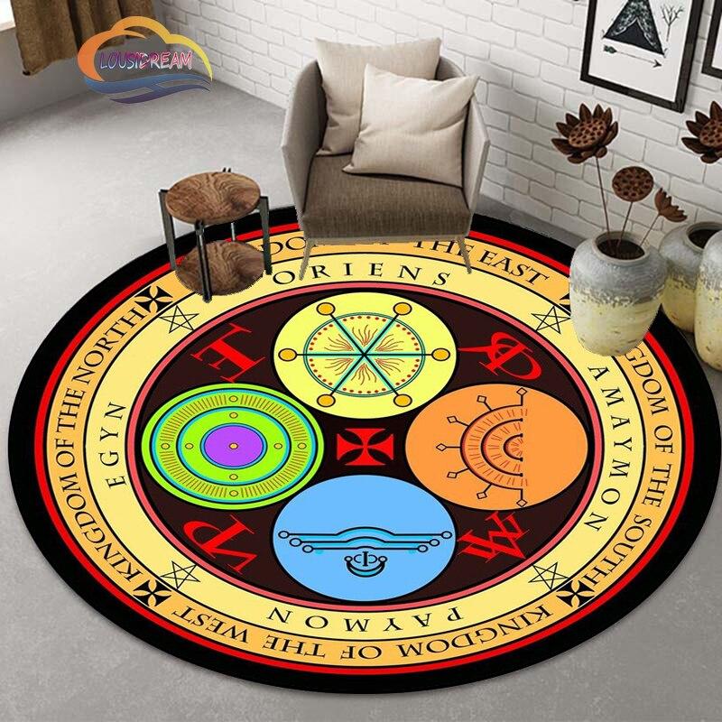 Pentaklio simbolio kilimas, masonų apvalus kilimas, ožkos galvos šėtono kilimas, „Ouija“ lenta su rankomis okultizmo kilimėlis „Watchcraft Goth“ kilimas