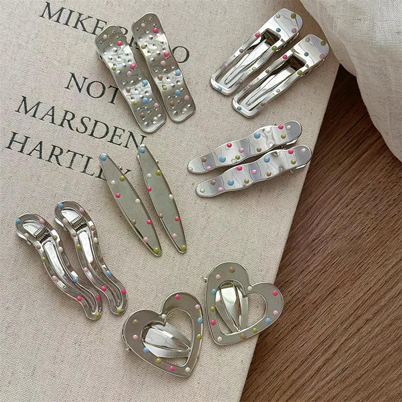 Silberne Y2k Haarspangen für Damen Elegante Metall-Entenschnabelspange Seitenpony-Haarspangen Mädchen Haaraccessoires