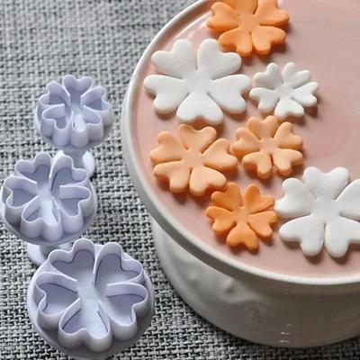 3Pcs Baking Convenience Tools Primrose Flower Plunger Cutters Fondant Cake Decorating Accessories Supplies Cake Tools