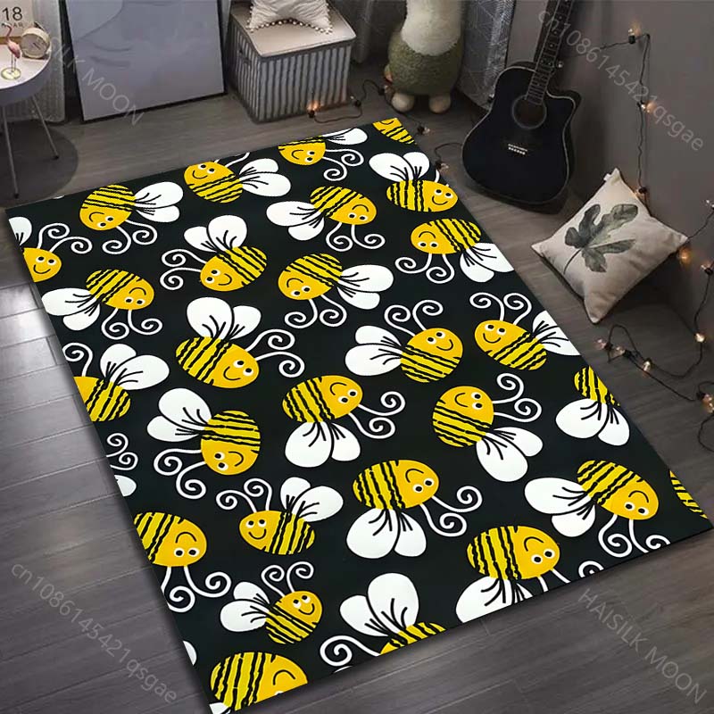 Mehrere Größen Niedliche Biene Kinder Teppich Muster Teppich für Wohnzimmer Schlafzimmer Sofa Heimdekoration Rutschfeste Fußmatte Luxuriöses Geschenk