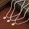 French Inlaid White Shell Titanium Steel Pendant Women'S Fashion Versatile Temperament Natural Freshwater Pearl Necklace Jewelry