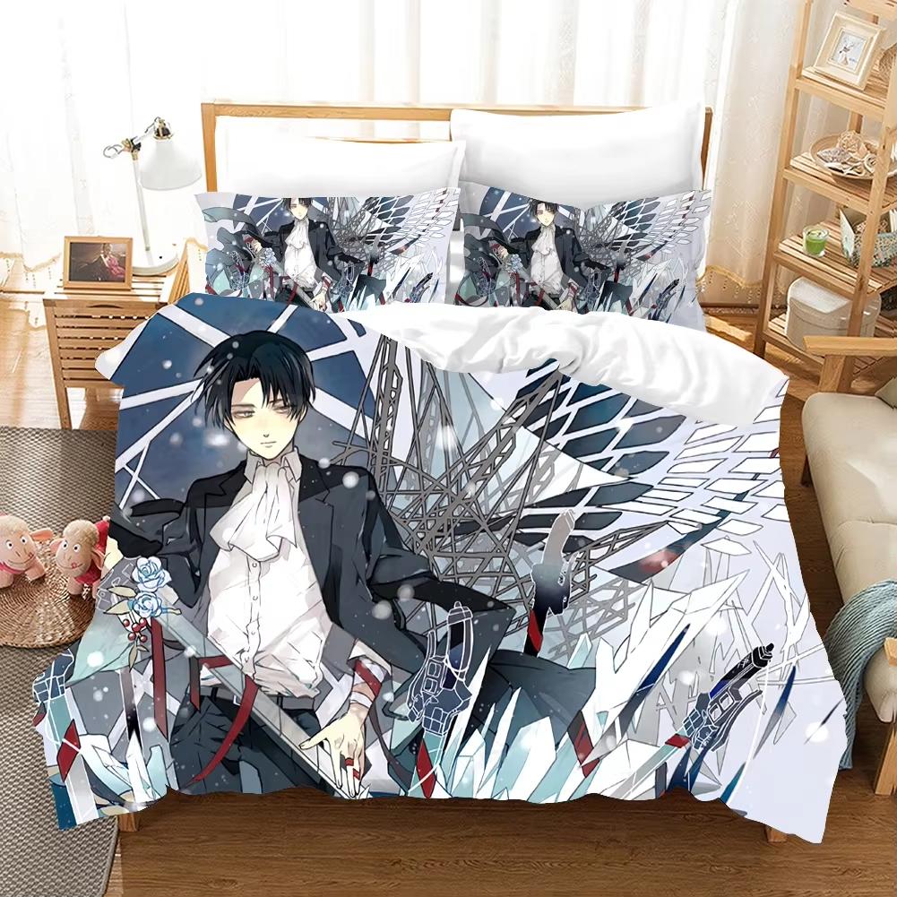 New Anime Attack on Titan Bedding Sets Duvet Cover With Pillowcase Twin Full Queen King Size Soft Home Textiles