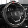 Carbon Fiber 15 In Car Steering Wheel Cover Black Leather Interior Decoration US