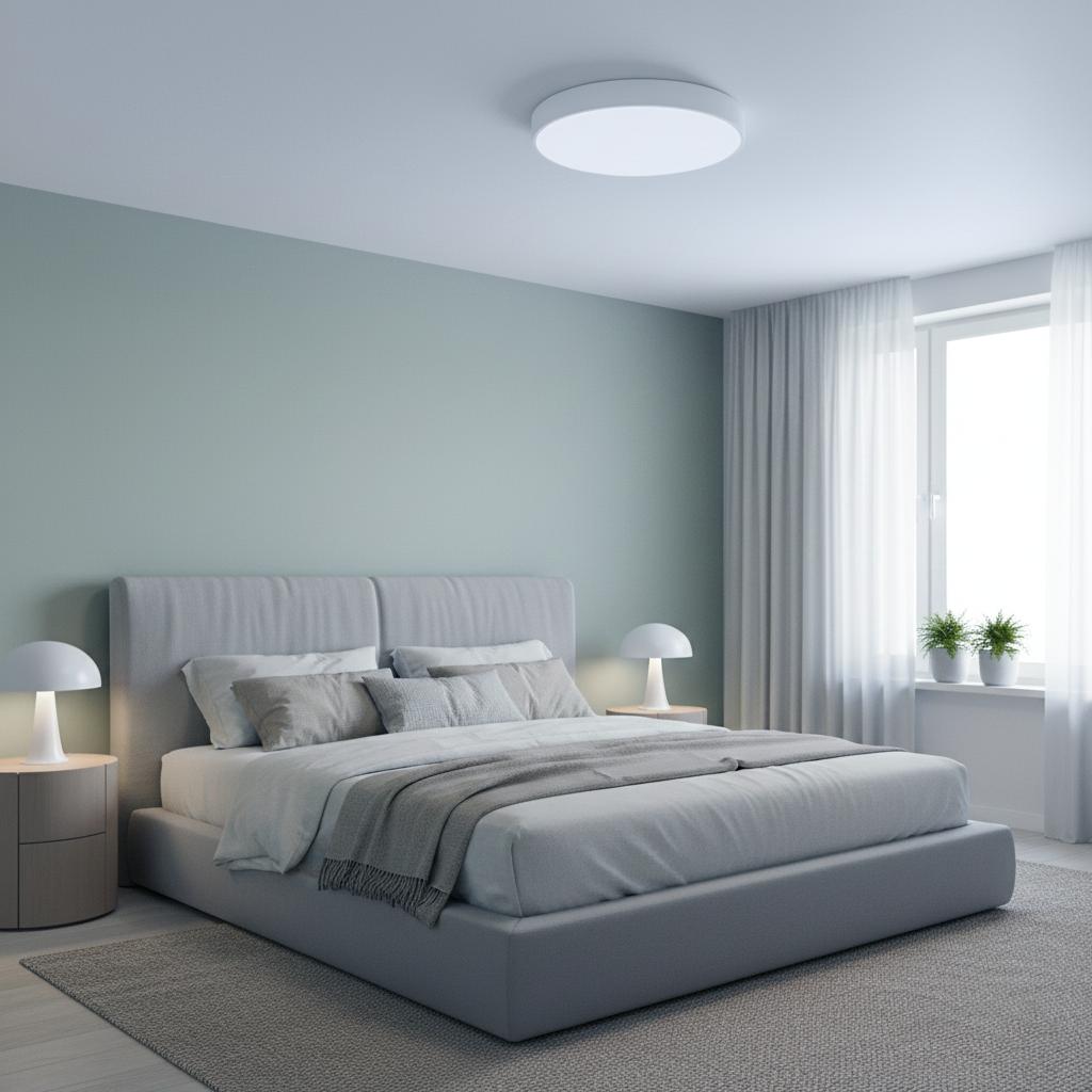 Surface-mounted Ceiling Lamp, Round, Non-flickering, Cold White, LED, Cold Color