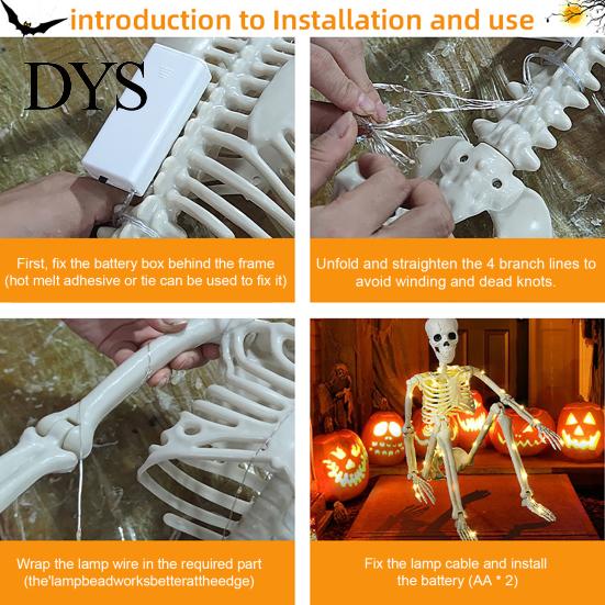 Secret Room Escape Props 36 Inches LED Light Up Halloween Skeleton, 3FT Life Size Full Body Scary Haunted House Decor Posable Plastic Human Bones with