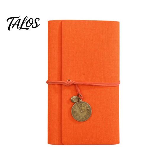 Stain-resistant Journal A6 Faux Leather Notebook, 6 Ring Loose Leaf Binder with Retro Clock Ink-proof Planner Pendant, 7 Inch Personal for Travel