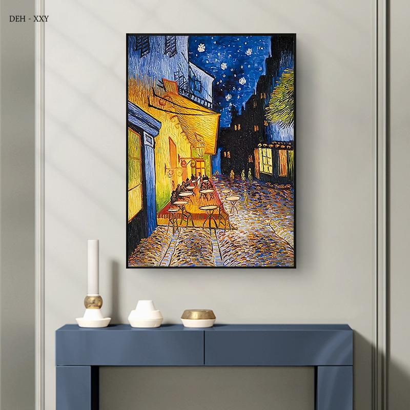 Van Gogh's Famous Painting Cafe In The Night Art Reproduction Printed On Canvas Wall Art Poster and Pictures for Home Room Decor