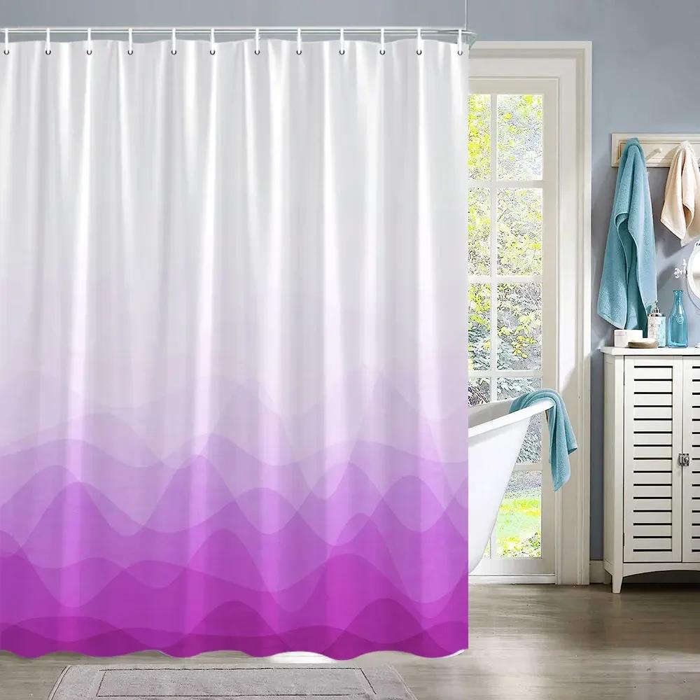 Colourful Gradient Minimalist Bathroom Curtains Abstract Geometric Lines Home Bathroom Decor Polyester Washable Shower Curtains