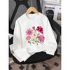 European sizes Kids' Round-Neck Hoodie | Floral Pattern with Pink and White, , Sportswear and Casual Wear, Soft and Comfortable, Playful Design