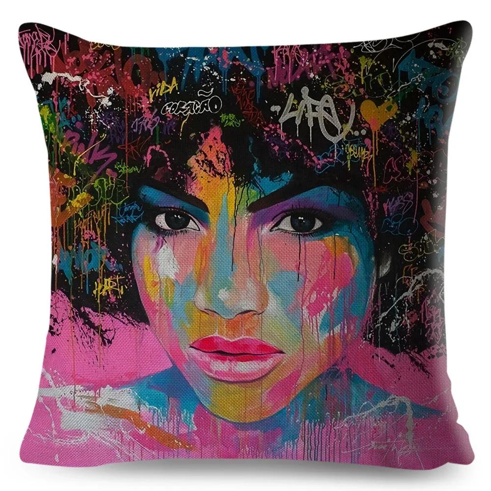 Afrikanische Frauen Kissenbezug Deko Bunt Cartoon Dame Traum Kissenbezug Polyester Kissenbezug für Schlafzimmer Sofa Zuhause