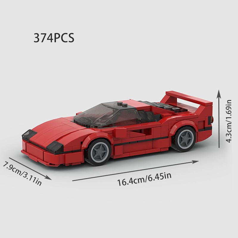 MOC Red Cars Racers Building Blocks  Classical Bricks City Vehicle Model Kids Boy Toy Sport Supercar Technique