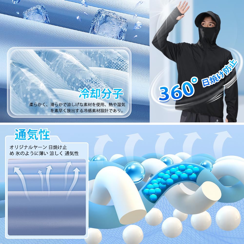 UV Protection Hoodie for Cool Sun Body Long Sleeves [Goodfeel] Men, Cool, Top, Sunscreen, Rashguard, Swimwear, Lightweight, Protection, Coverage,