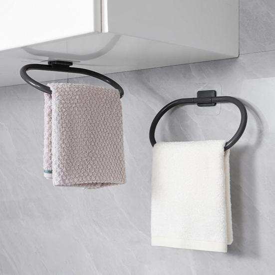 Bathroom Towel Ring Wall-mounted Adhesive Hand Towel Hanger Drill-Free Installation Towel Holder for Kitchen Bathroom Storage