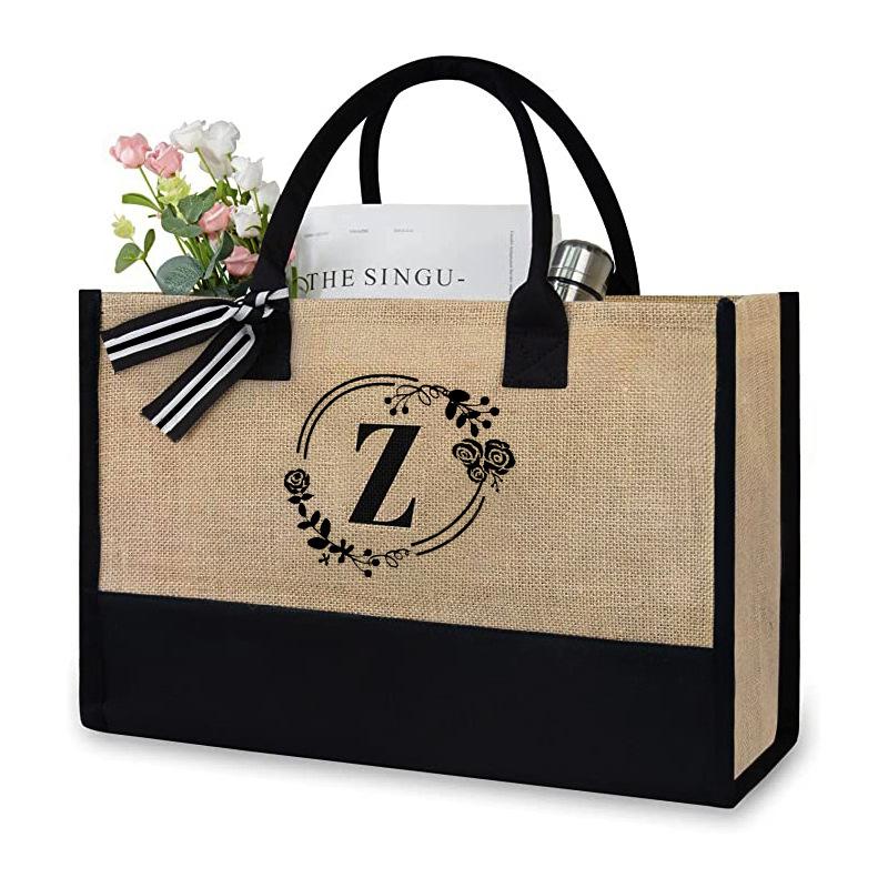 A Fashionable and Simple Letter-shaped Tote Bag with A Large Capacity Hand-held Jute Bag