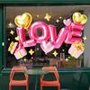 Valentinstag Fenstertattoo PVC Rosa Buchstabe Herz Statische Schleife Liebe Abnehmbar Wasserdicht Glasaufkleber Hochzeit