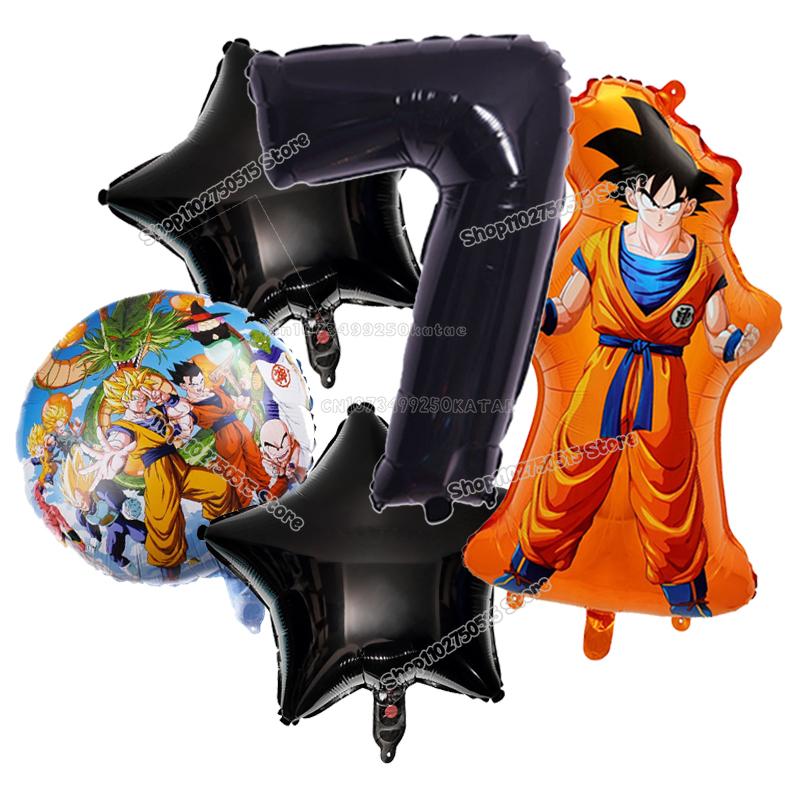 Anime Son Goku Kids Birthday Decoration Dragons Ball Number Balloons Collection Boy Girl Party Favor Cartoon Baby Shower Birthday Decor