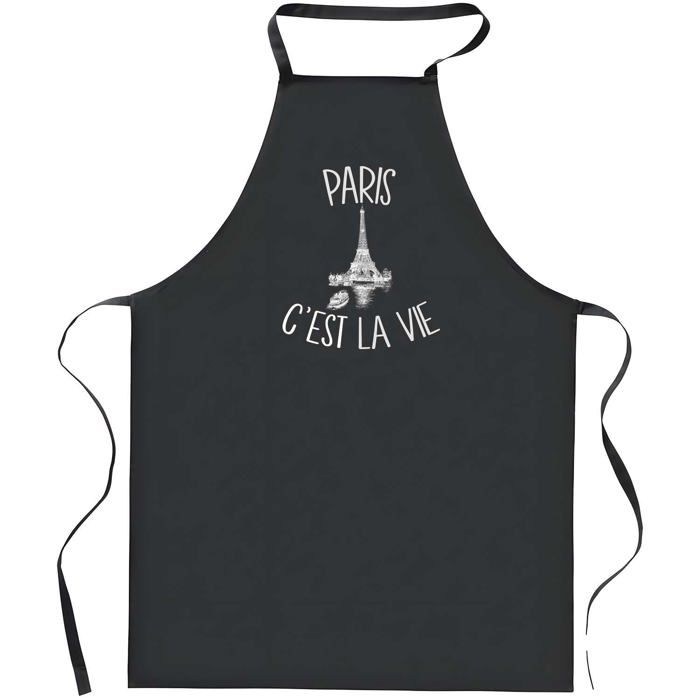 Tablier de cuisine - Paris C'est la Vie - Noir - Impression bretonne - Coton épais