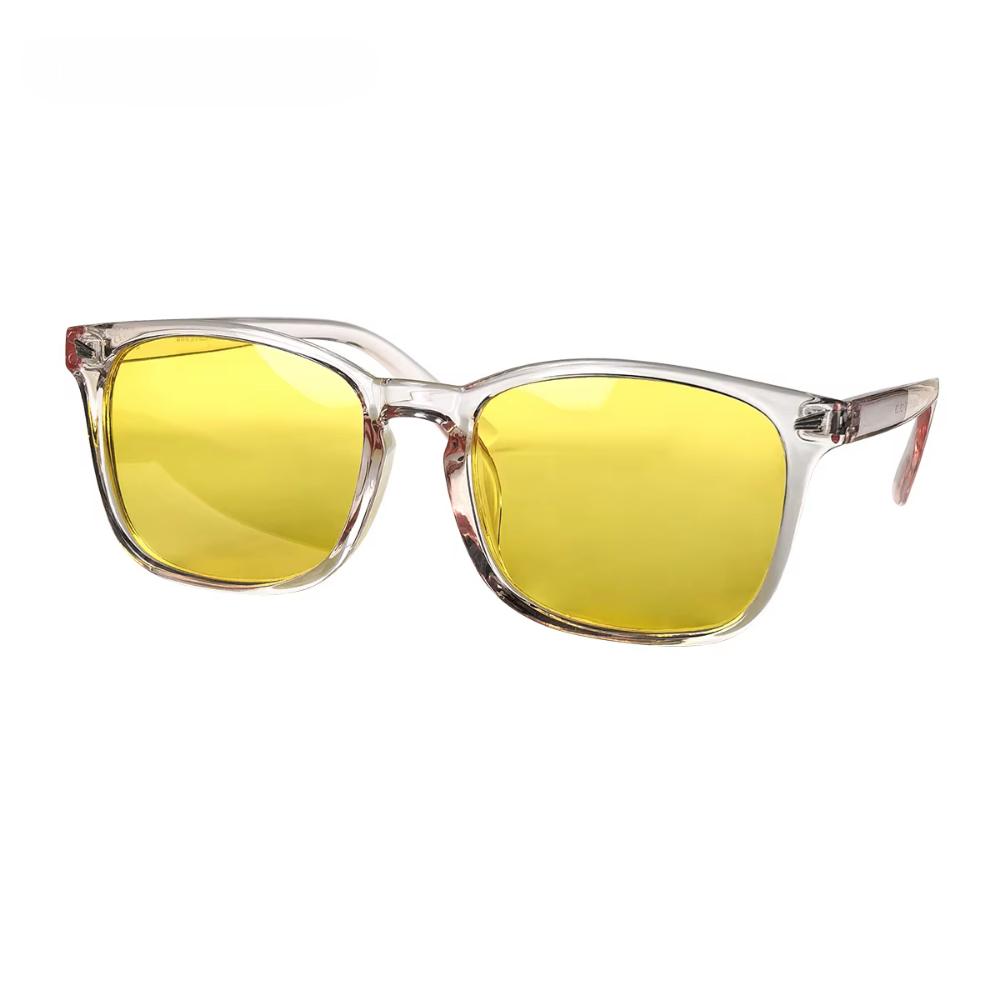SHINU Night Eyes Eyeglasses Car Driving Eyeglasses Yellow Lens Goggles See Clear Transparent Day Night Square Shaped Eyeglasses