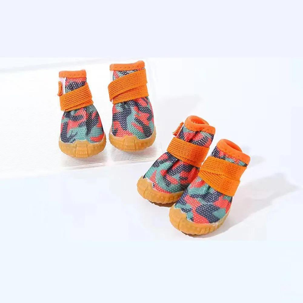 Chaussures pour chien de compagnie Bottillons pour chiot pour petits chiens Pavé chaud Été Bottes pour chien respirantes et Protecteurs de pattes avec Semelle en caoutchouc antidérapante