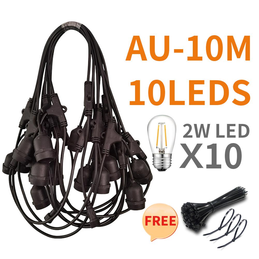 Guirlande lumineuse LED étanche de qualité commerciale, 10 grandes lumières connectables, décoration d'extérieur, pour jardin, vacances, mariage