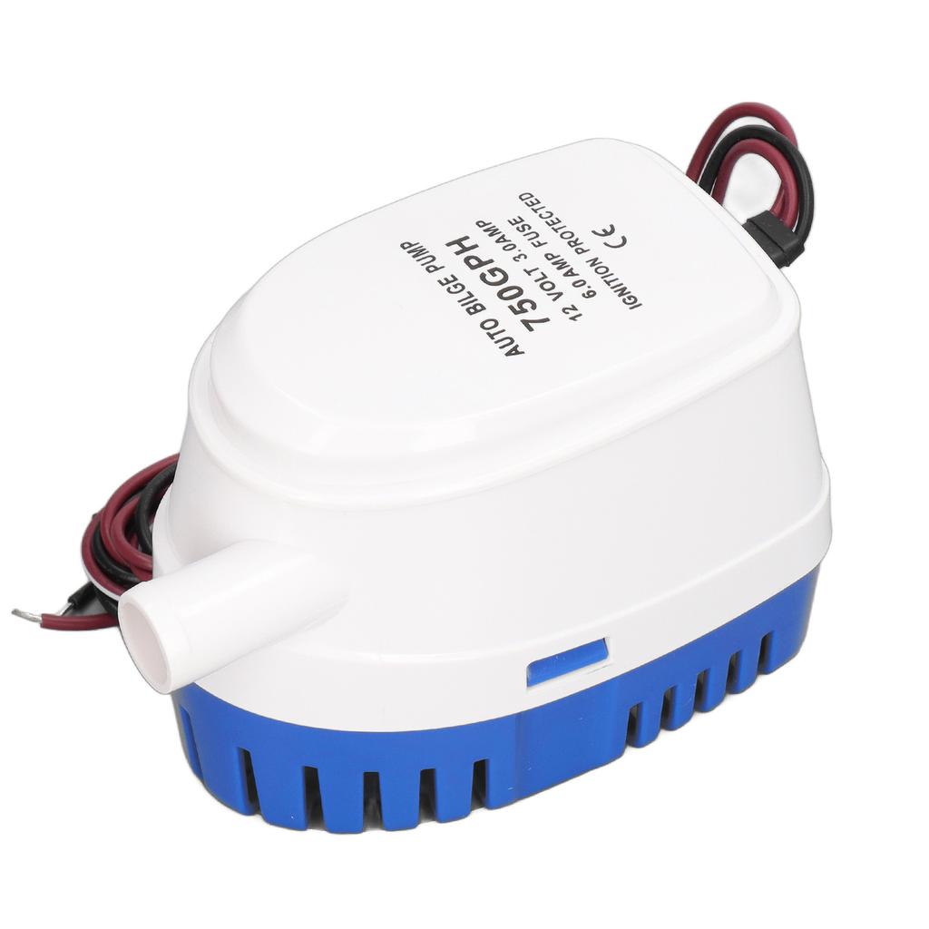 Pompe de Cale Automatique CC 12V Plastique Filtre Amovible Nettoyage Facile Pompe d'Évacuation d'Eau de Cale pour Bateau Yacht Marin 750GPH