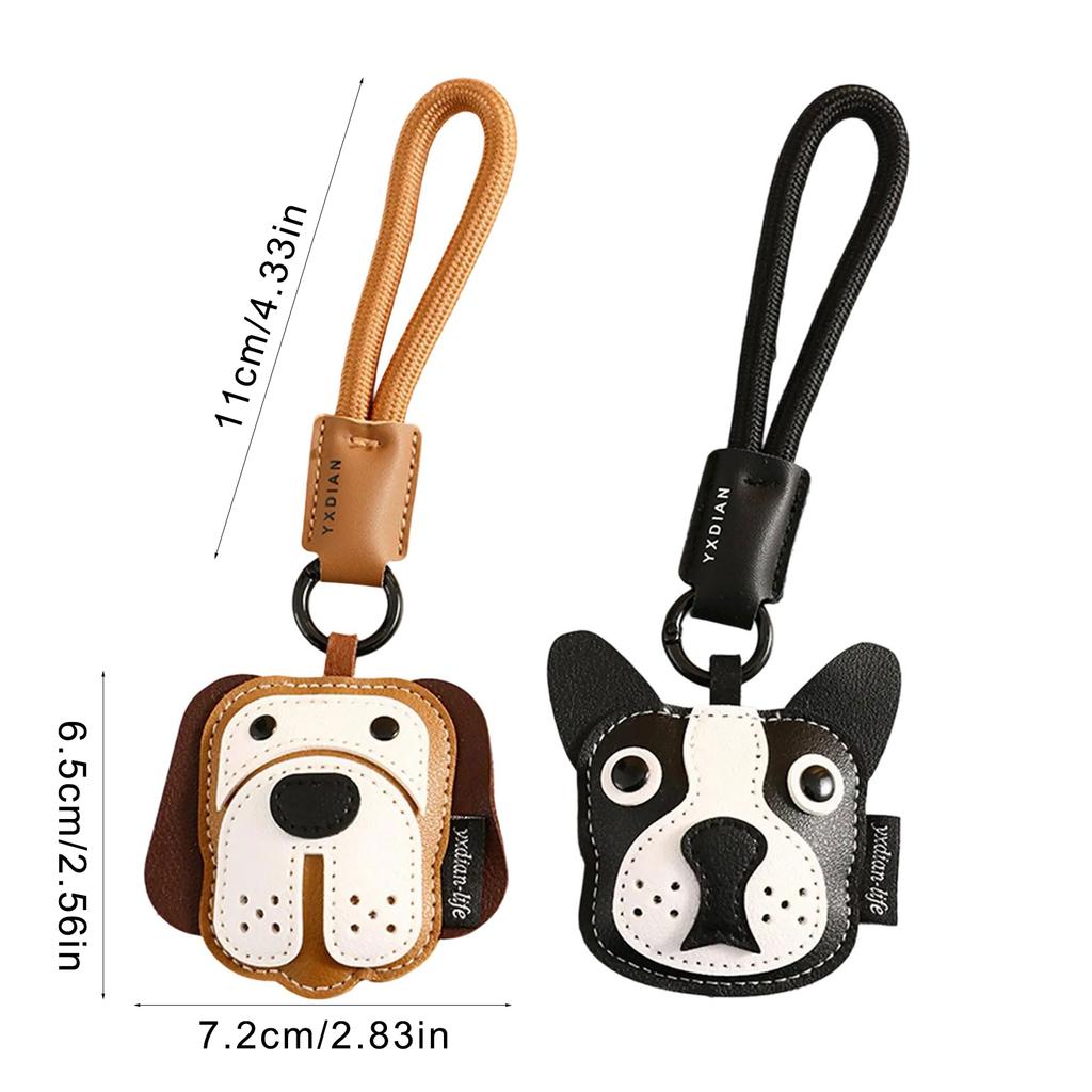 Unique Bulldog Design Leather Keychain Lightweight and Practical Bag Pendant Key Holder for Fashion Enthusiasts