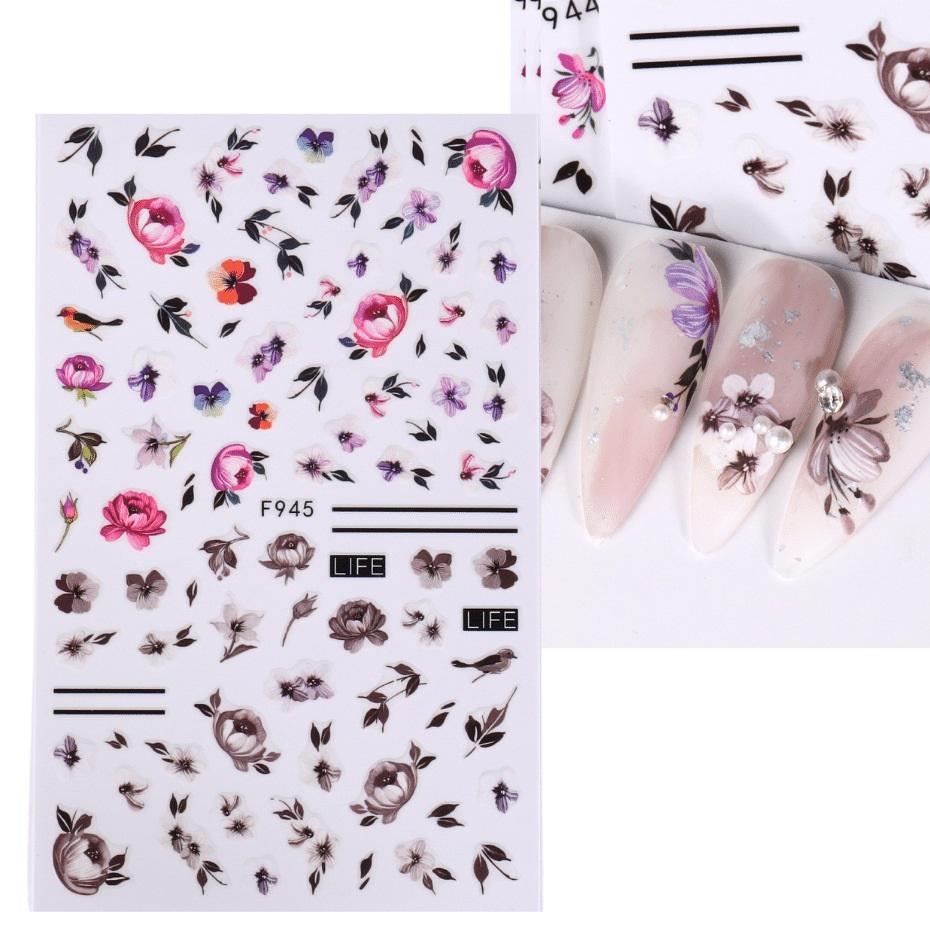 Autocollant pour ongles 3D, doublure, papillon foncé, crâne, fleur, transfert, beaux décalcomanies, accessoires de décoration pour Nail Art, Design à faire soi-même