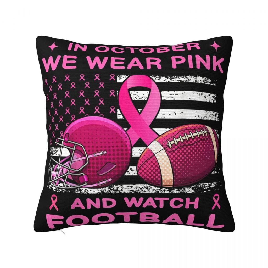 Breast Cancer Halloween In October We Wear Pink Ghost Pillow Case Cushion Cover Decorative Throw Pillow Case Cover For Home