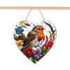 Heart-Shaped Robin Stained Glass Window Ornaments Non-Fading Acrylic Robin Suncatcher Waterproof for Family&Friends&Bird Lovers