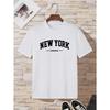 New York Men's Casual Trendy Graphic Print Comfortable Crew Neck Short Sleeve T-shirts, Summer Oversized Loose Tees