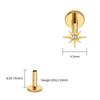 Rechts Grote ASTM F136 Titanium CZ Noordster Platte Achterkant Oorbellen 16G Kleine Sterrenburst Helix Kraakbeen Stud Oorlel Piercing Sieraden